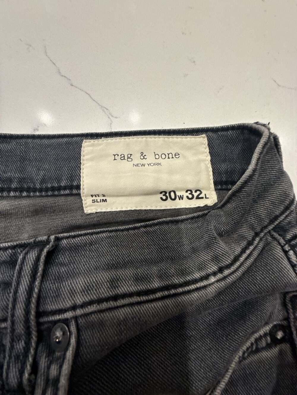 Rag & Bone Fit 2 Slim Black/Grey Wash Men's Jeans 30x32
